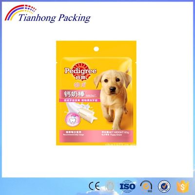 Sac à fond plat en aluminium renforcé par fermeture à glissière imprimé sur mesure pour l'emballage de nourriture pour chiens