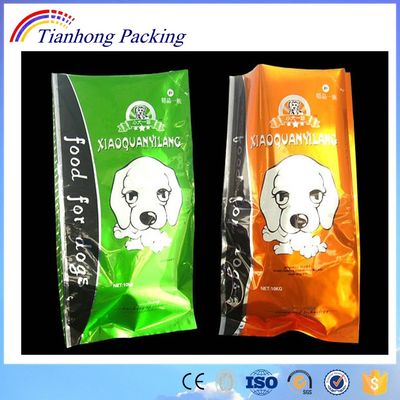 Sac à fond plat en aluminium renforcé par fermeture à glissière imprimé sur mesure pour l'emballage de nourriture pour chiens