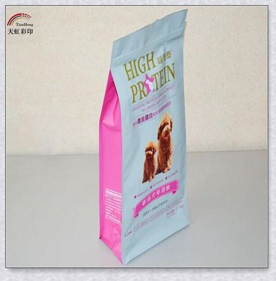 Sac à fond plat en aluminium renforcé par fermeture à glissière imprimé sur mesure pour l'emballage de nourriture pour chiens