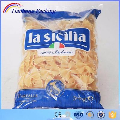 Impression personnalisée sac d'emballage en plastique transparent à base de farine de macaroni et de pâtes de spaghetti