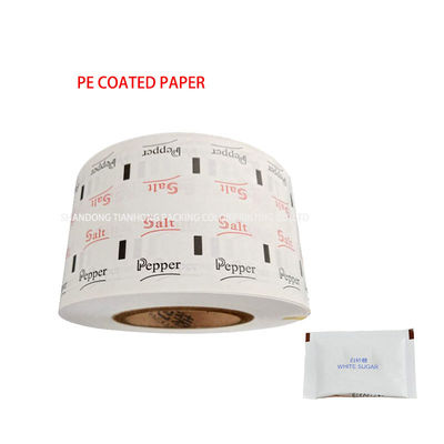 Impression personnalisée de papier en rouleau revêtu de PE pour papier à rouleaux de sucre, poivre, sel et sachet