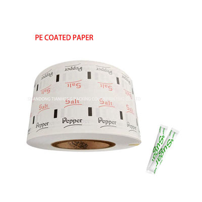 Impression personnalisée de papier en rouleau revêtu de PE pour papier à rouleaux de sucre, poivre, sel et sachet